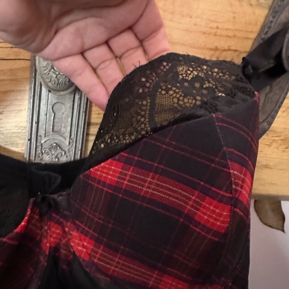 CACIQUE/LANE BRYANT Plaid Lace Lightly Lined French Balconette BRA 42DDD - Picture 3 of 8